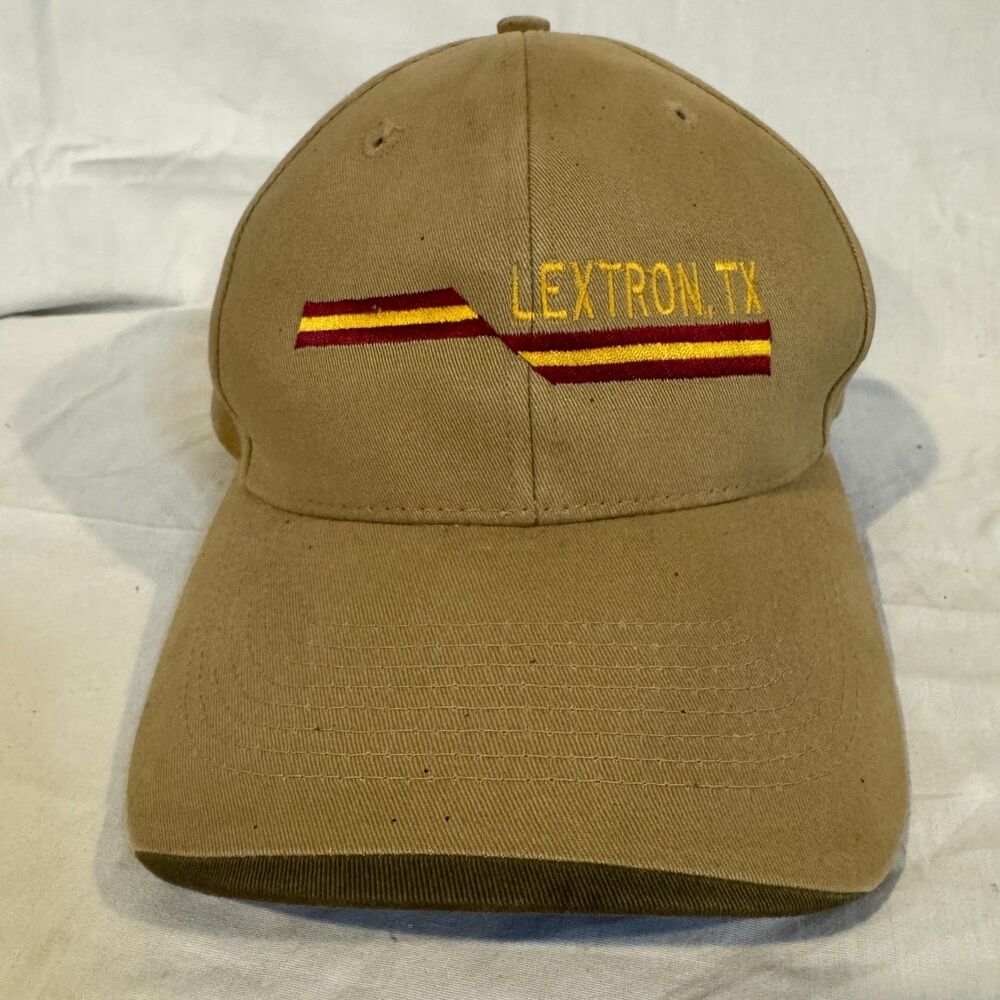 Falcon Headwear Lextron TX Hat Khaki Tan Corporate Promo Baseball Cap Adjustable